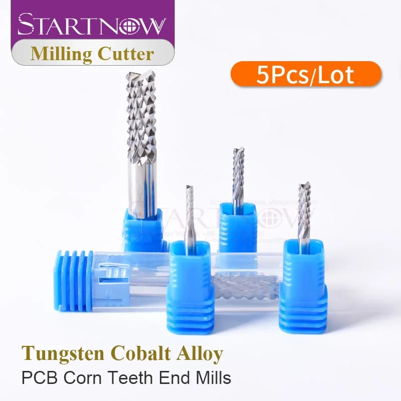 Startnow 5 pièces fraise à maïs 3.175/4/6/8mm SHK carbure tungstène PCB fraise en bout Machine de gravure CNC routeur outil de coupe