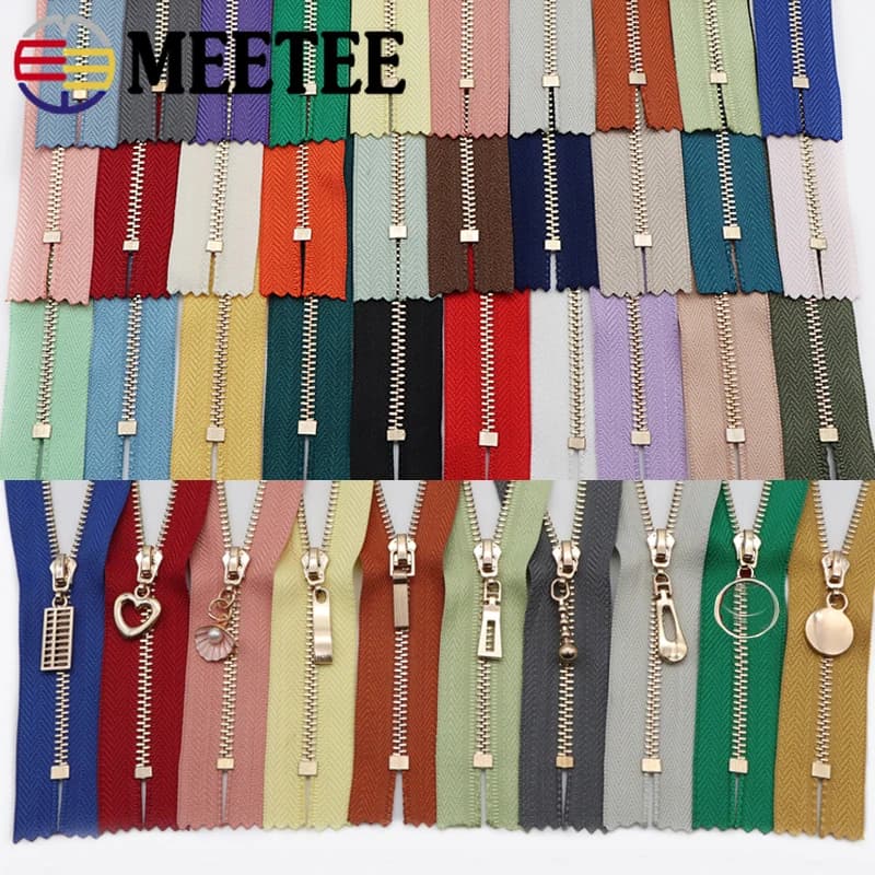 Fermeture à glissière en métal pour couture, dents dorées à bout fermé, sac de bricolage, kit de réparation de vêtements, accessoires, 15 cm, 20 cm, 25 cm, 30 cm, 40cm, 2 pièces, 3 #