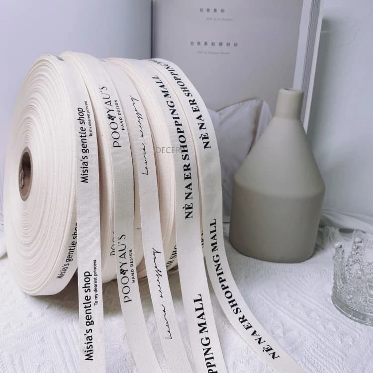 Ruban en coton avec Logo personnalisé, 100 Yards, décoration de mariage, marque faite à la main, étiquette pour gâteau, magasin de fleurs, paquet cadeau
