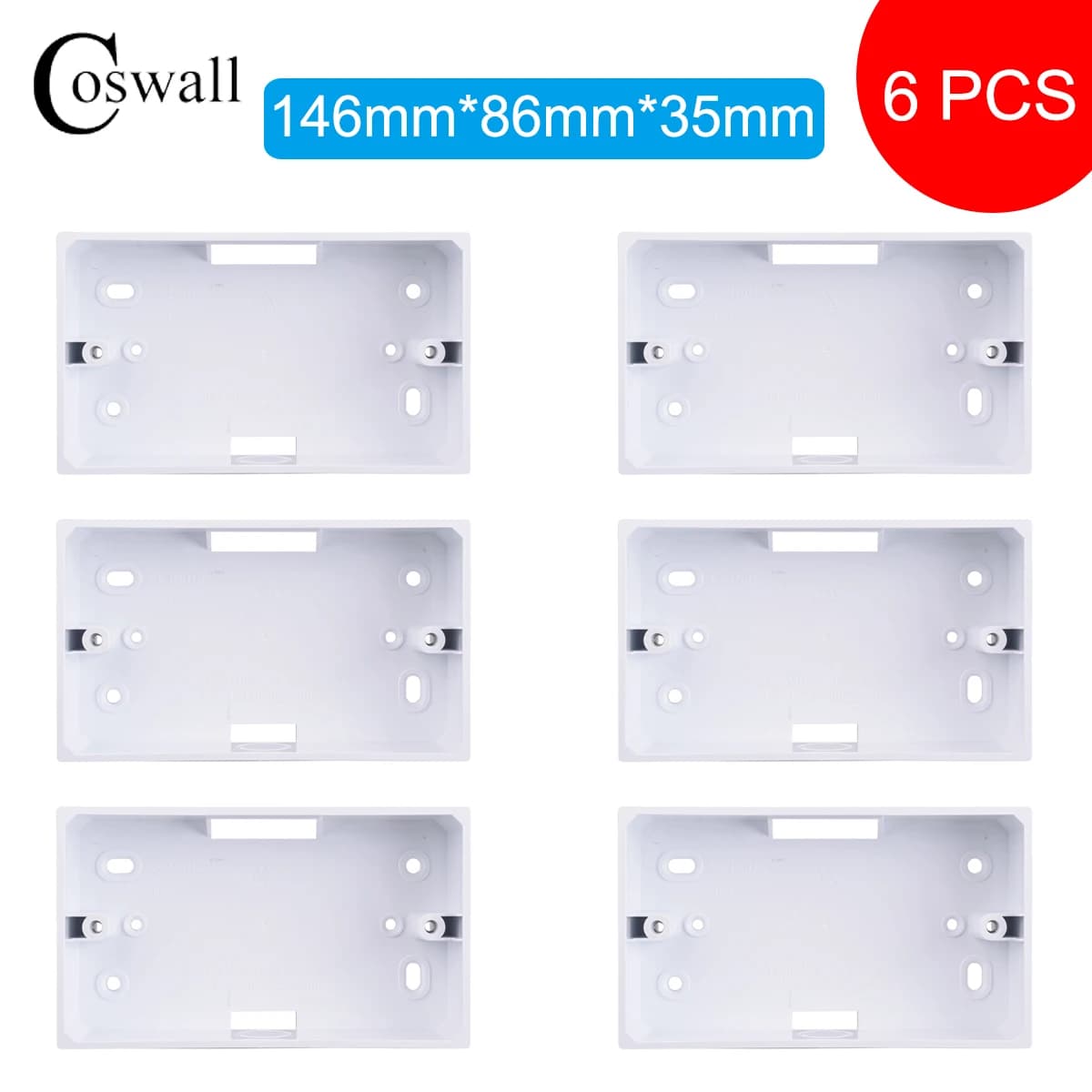 Coswall – boîte externe noir mat, gris, blanc, 146mm x 86mm x 35mm, pour interrupteur ou prise 146x86mm, s'adapte à toute position de surface murale