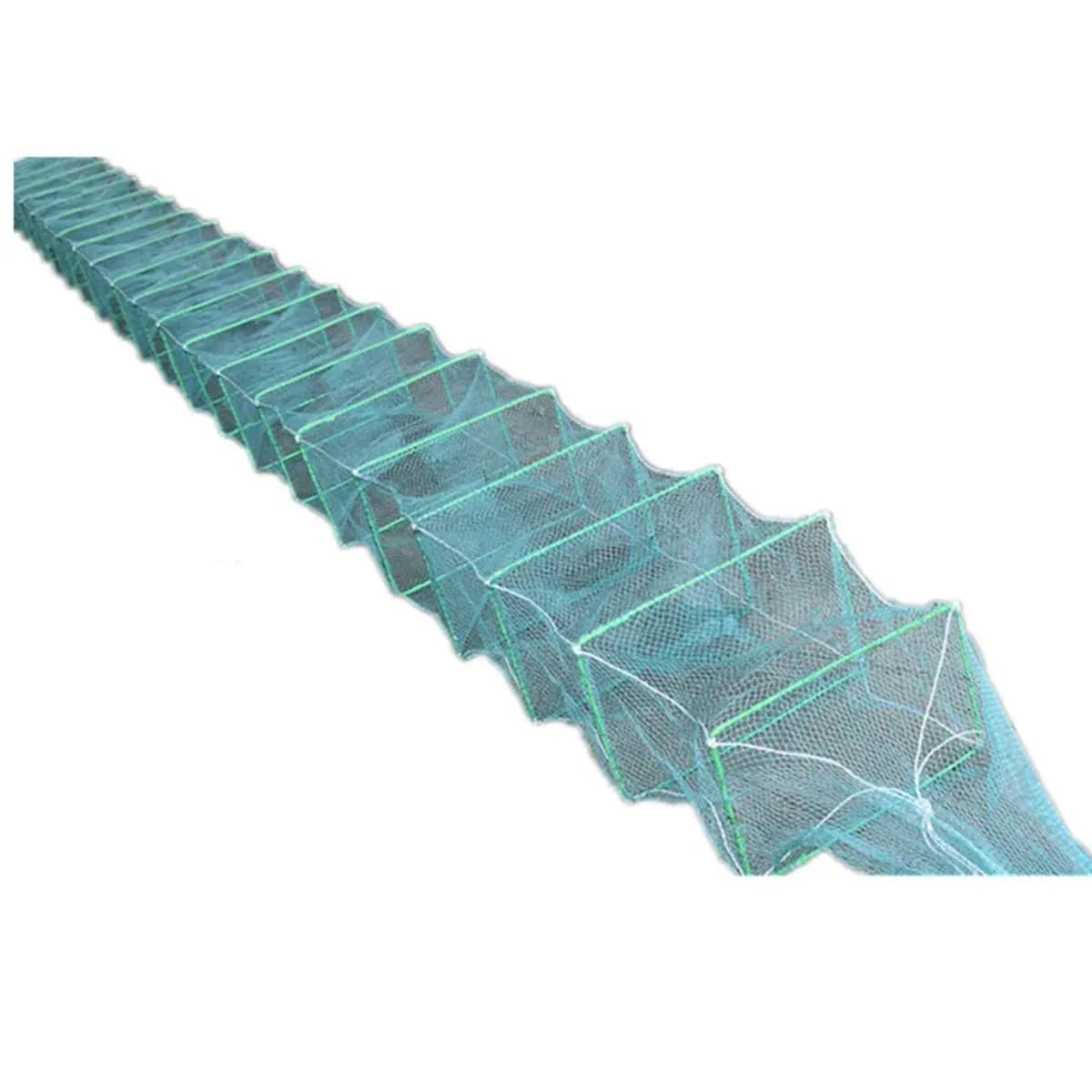 Piège De pêche solide filet noué matériel Cage à crevettes poisson Creel Filet De Peche Pot De poisson filet De pêche outil, 10m 27 Section 20 trous