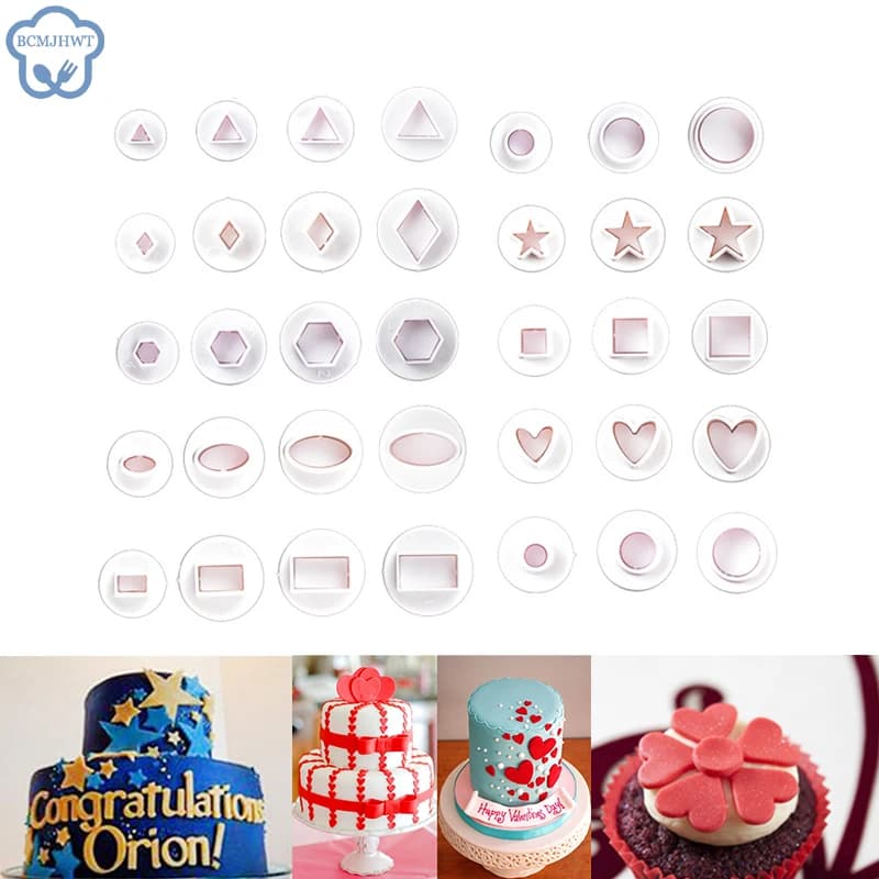 Moule à biscuits en forme de cœur, étoile, fleur, rond ou carré, décoration de gâteau, pâte de gomme, pâtisserie, coupe-sucre artisanal, 3/4 pièces