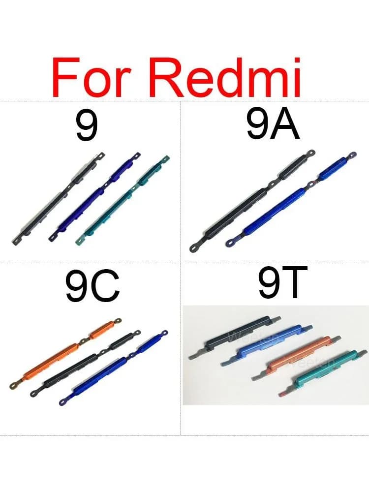 Bouton latéral de volume d'alimentation marche/arrêt pour Xiaomi Redmi 9 9A 9C 9T, contrôle du volume haut et bas, clé latérale + bouton d'alimentation, pièces de rechange