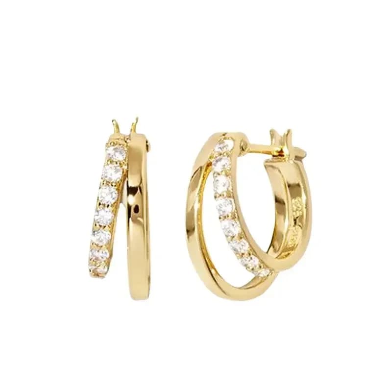 Pave Micro cristal étoile du nord boucles d'oreilles Punk 925 en argent Sterling oreille aiguille torsion or boucles d'oreilles pour les femmes bijoux minimalistes