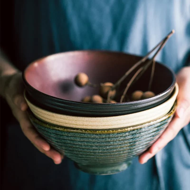 Filles en céramique japonais pour ramen, grand bol pour la maison, ensemble de vaisselle créative, bol à chapeau commercial