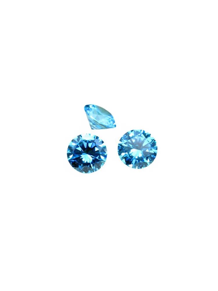 Pierres précieuses rondes à facettes aigue-marine, coupe brillante, petites tailles 0.8mm-3mm, 10 pièces