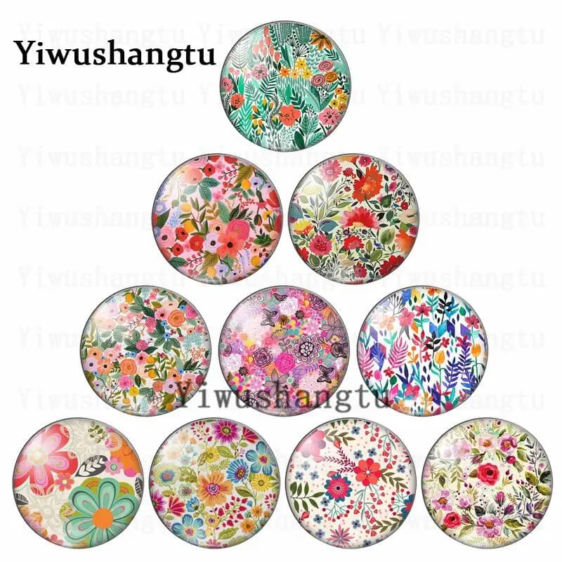 Groupe de fleurs colorées rose Life up joli 12mm/20mm/25mm/30mm photo cabochon en verre démo dos plat résultats de fabrication