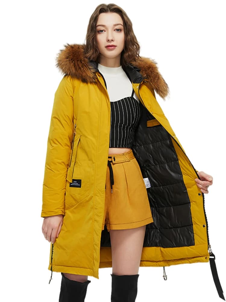 HaiLuoZi – manteau à capuche et coupe-vent pour femme, veste décontractée avec grand col en fourrure de raton laveur, Parka 89, nouvelle collection hiver 2022