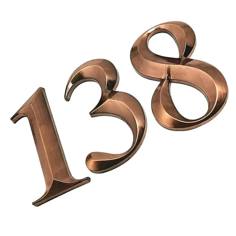 Étiquette numéro de porte de maison moderne 0 à 9 CM, étiquette autocollante numéro de porte d'appartement d'hôtel 3D en plastique ABS, cuivre rouge Bronze plaque nominative