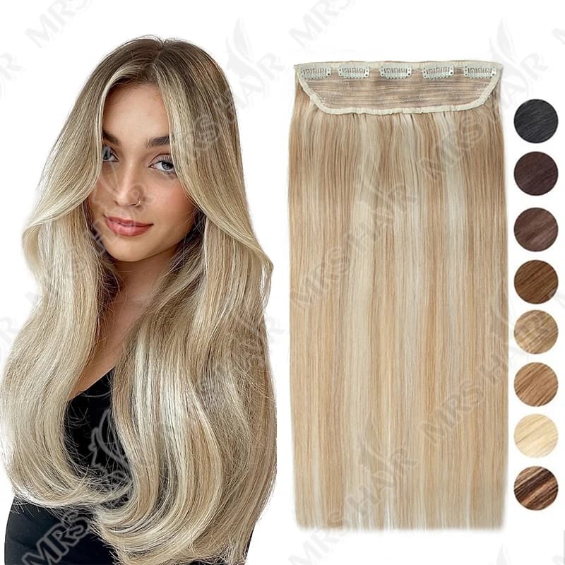 Extensions de cheveux humains à clips, une pièce, vrais cheveux naturels, lisses, ajouter du Volume, 14 à 22 pouces