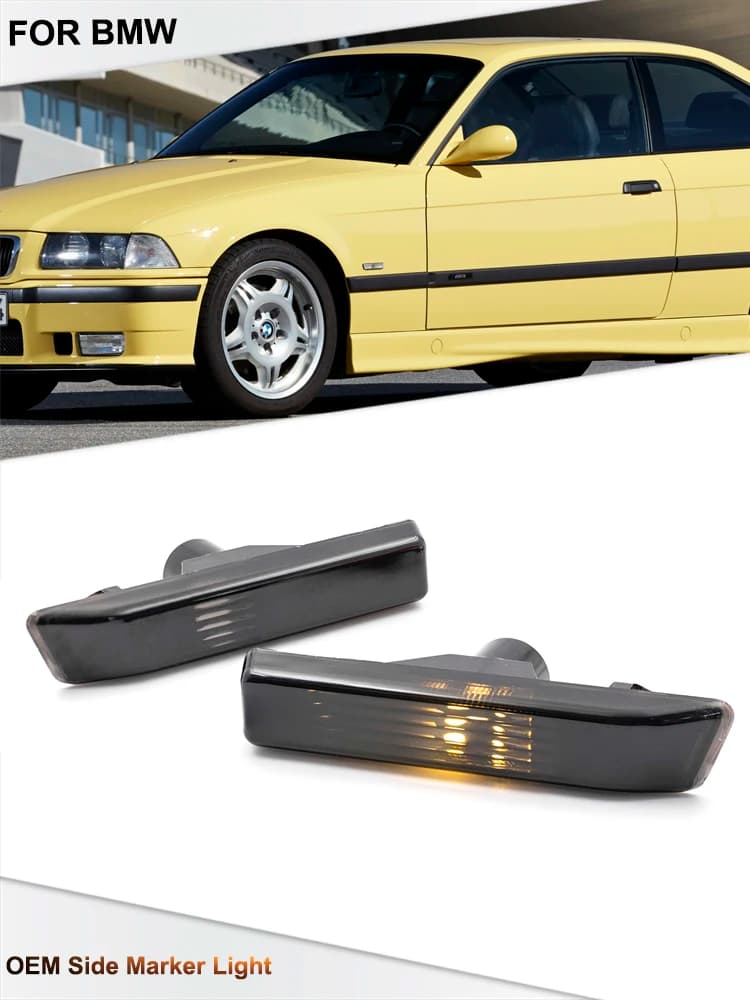 Indicateur de clignotant avant OEM, marqueur latéral, lentille fumée, BMW Série 3, E36, LCI, 318i, 318is, 318ti, 323i, 323is, 328i, 328is, E53, X5