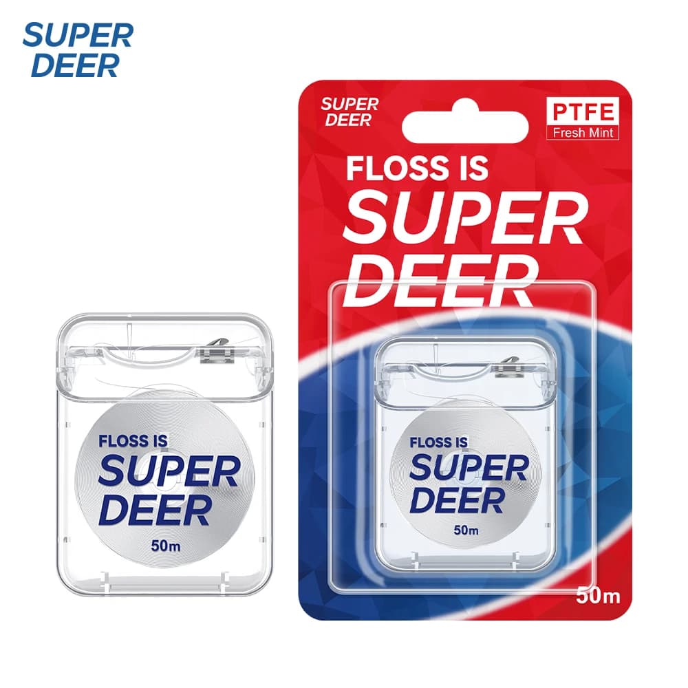 Super Deer 50M/Rouleau Fil Dentaire PTFE Saveur Menthe Nettoyage Dentaire Fil Dentaire Lisse Sûr Hygiène Buccale Soin des Gencives Nettoyage des Dents