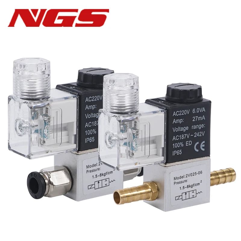 Électrovanne électrique pneumatique 12V 24V 220V, 2 positions, 2 ports, vanne magnétique à Air normalement fermé, 6mm 8mm, raccord ardillon