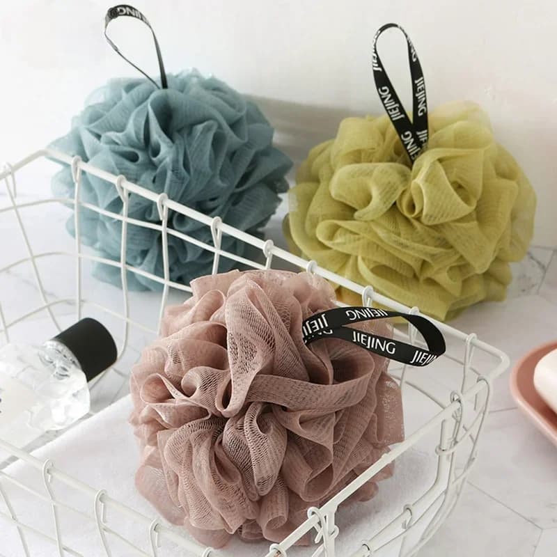 Boules d'éponge de bain en maille douce, brosse de nettoyage en Nylon, bouffante de douche, nettoyant pour le corps, épurateurs exfoliants, boule de bain, fournitures de salle de bains