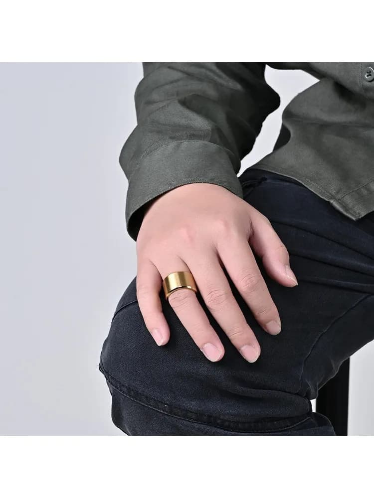 Anneaux de 15MM de largeur en acier inoxydable, doigt brossé mat pour hommes et garçons, bijoux Punk Hip-Hop