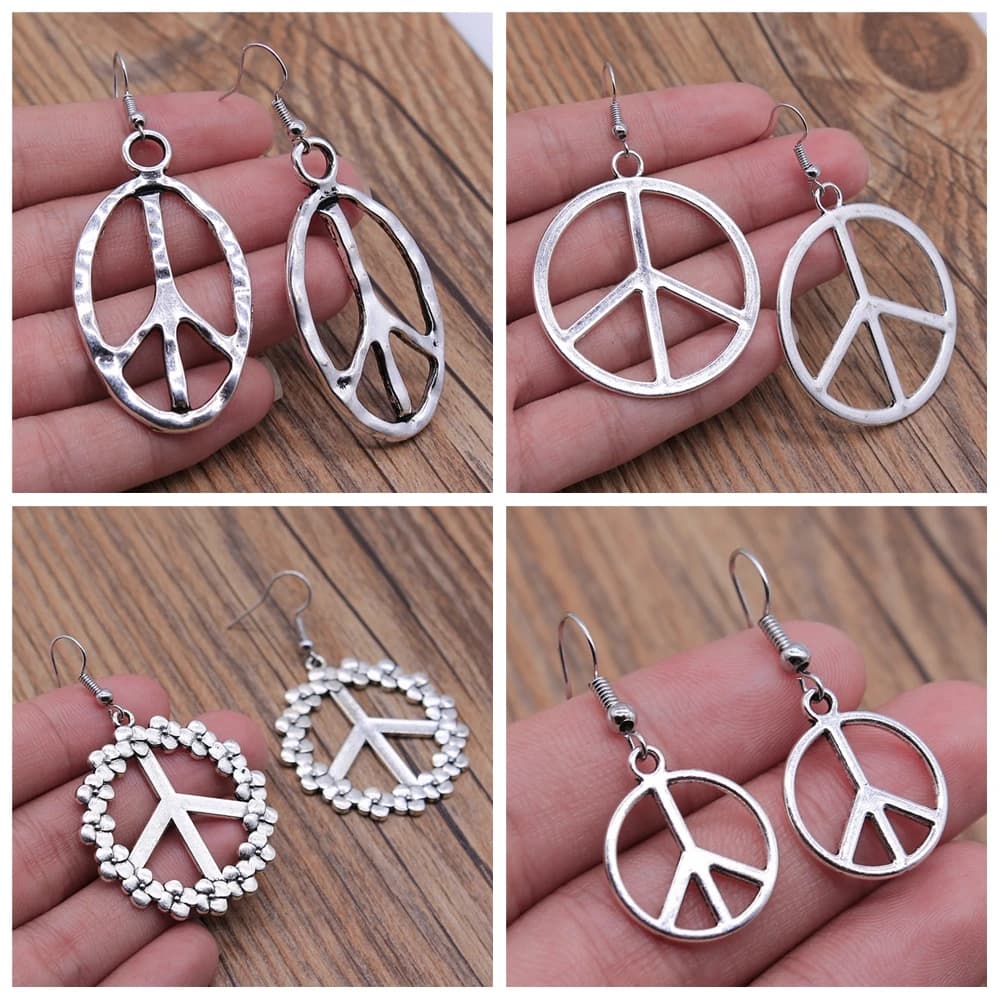Boucles d'Oreilles Pendantes en Bronze Antique pour Femme, Style Punk, Vintage, Paix, Attention