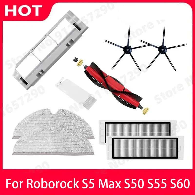 Roborock-Brosse Principale Amovible, Brosse Latérale en Silicone, Pièces de Filtre, Accessoires, S5 Max Dock S50 MaxV S4 E4