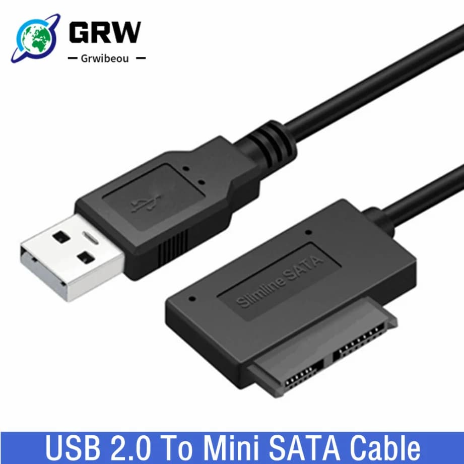 Grwibeou USB 2.0 vers Mini Sata II 7 + 6 13 broches adaptateur câble de convertisseur pour ordinateur portable CD/DVD ROM convertisseur de lecteur mince HDD Caddy