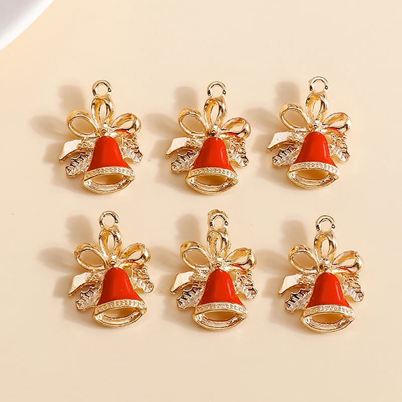 10 pièces de breloques clochettes de Noël en émail 16*21mm pour la fabrication de bracelets, pendentifs, boucles d'oreilles, cadeaux créatifs, accessoires de bijoux