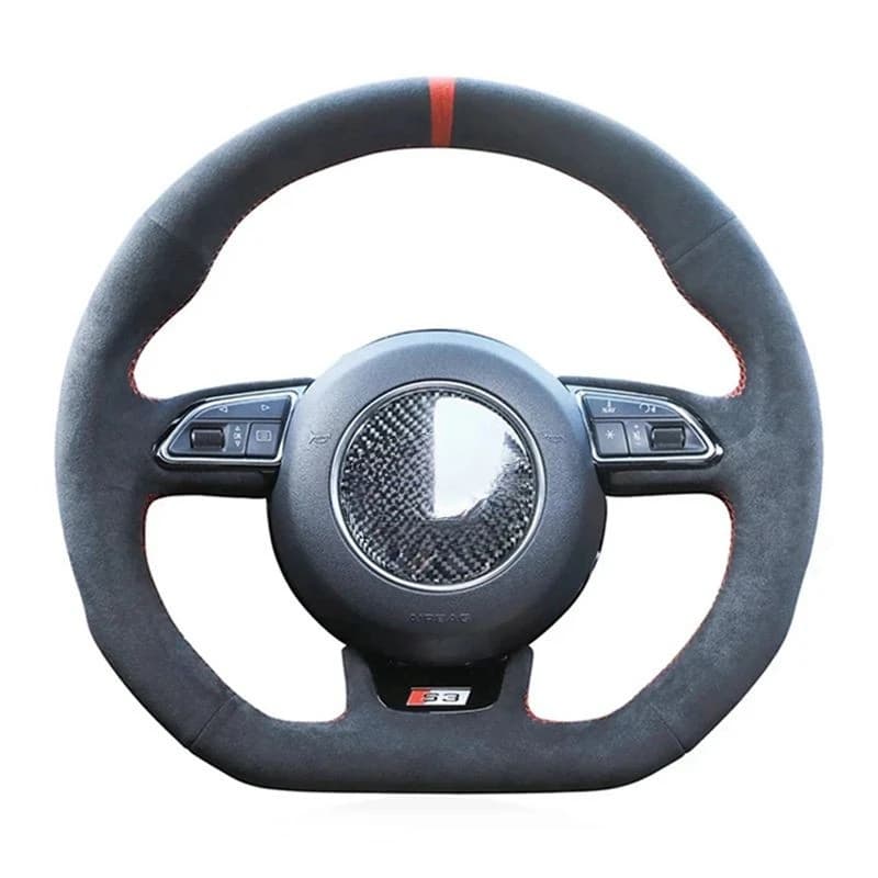 Housses de volant de voiture en daim noir cousues à la main, pour Audi S1 8X S3 8V Sportback S4 B8 Avant S6 C7 S5 8T S7 G8 RS Q3 8U SQ5 8R