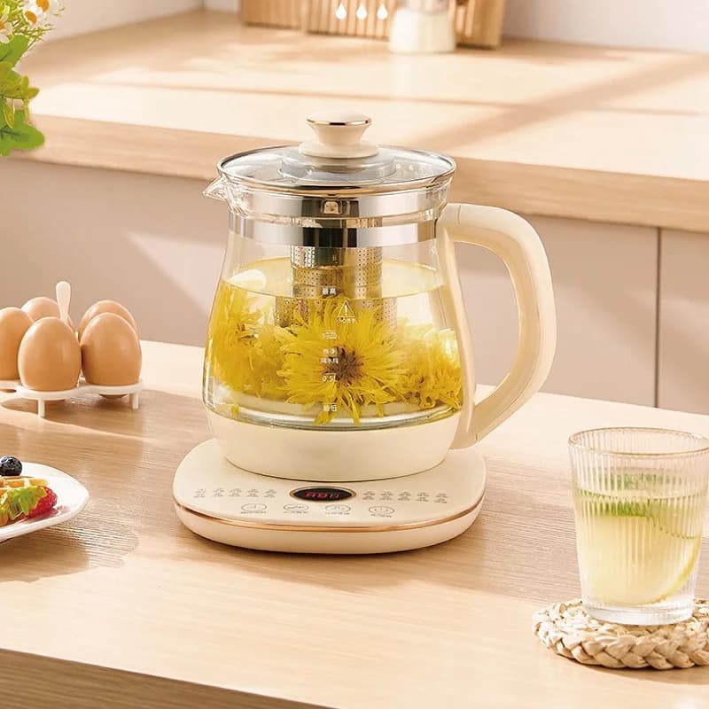 Théière électrique multifonction en verre, 220V, bouilloire domestique, théière à fleurs, 1,8 l