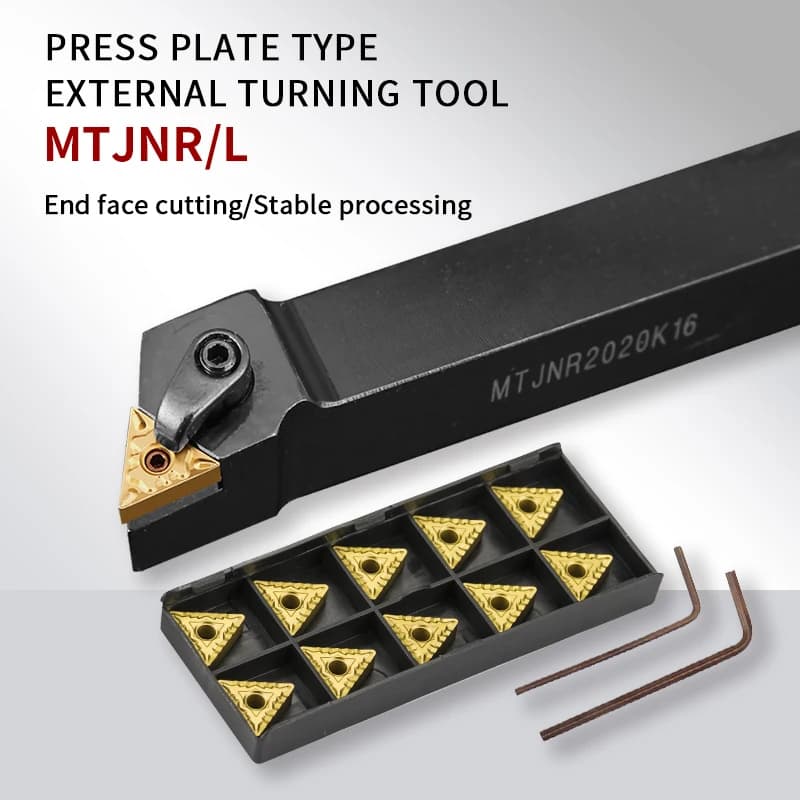 Porte-outil de tournage externe MTJNR/L MTJNR1616 MTJNR2020 MTJNR2525 MTJNR3232 avec plaquettes en carbure TNMG16 – Ensemble d'outils de coupe pour tour