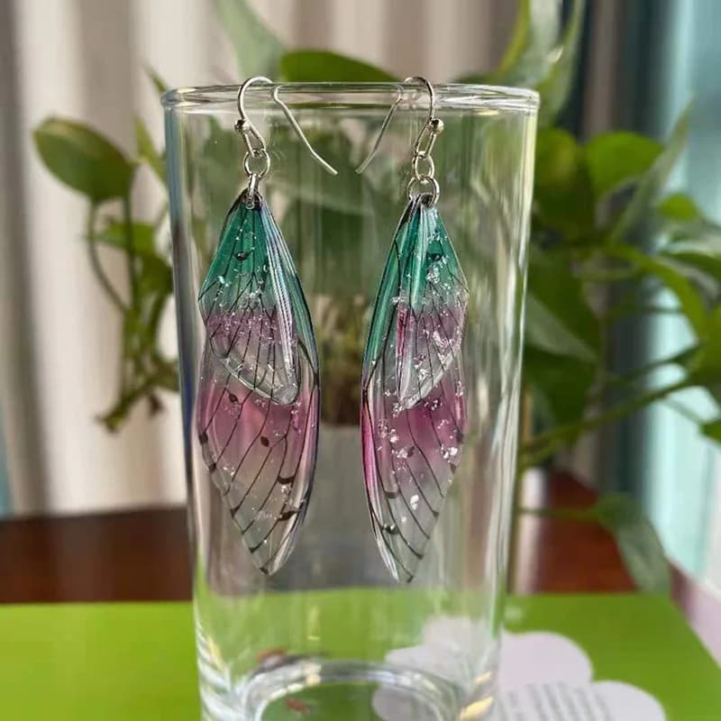 Minar Fairy – boucles d'oreilles en résine transparente pour femmes, avec ailes simulées, strass brillants, papillon, bijoux à la mode, 2024