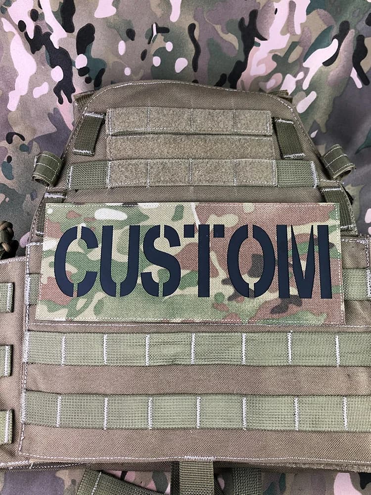 Patch dorsal personnalisé découpé au laser de 25 cm, réflexion infrarouge IR IFF, avec nom et lettres noires
