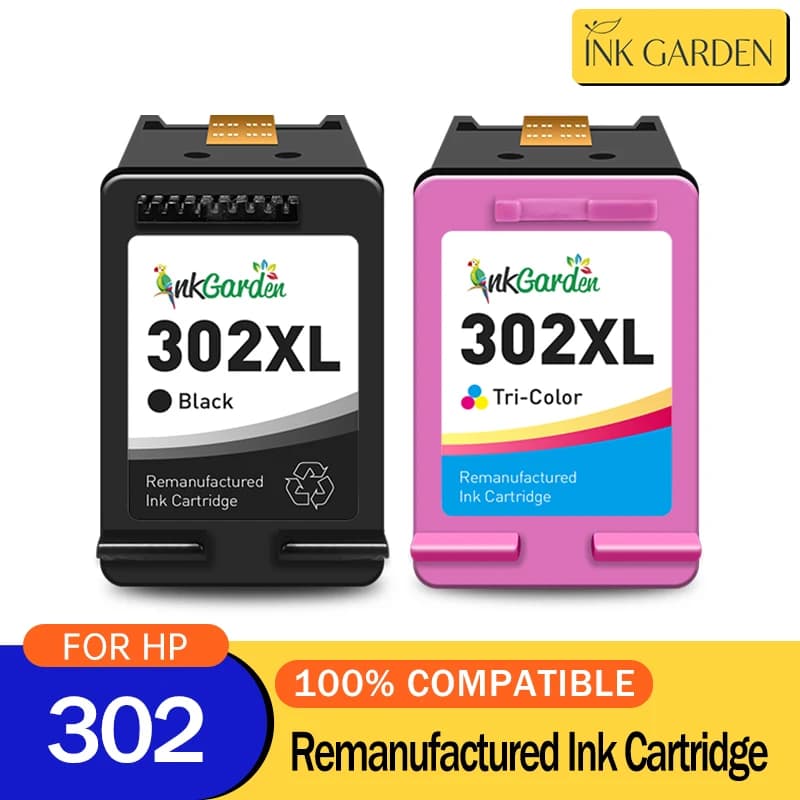 InkGarden 302 XL cartouche d'encre pour imprimante HP 302XL HP302 reconditionnée Officejet 3830 3831 3832 3833 3834 4650 Envy 4510 4511