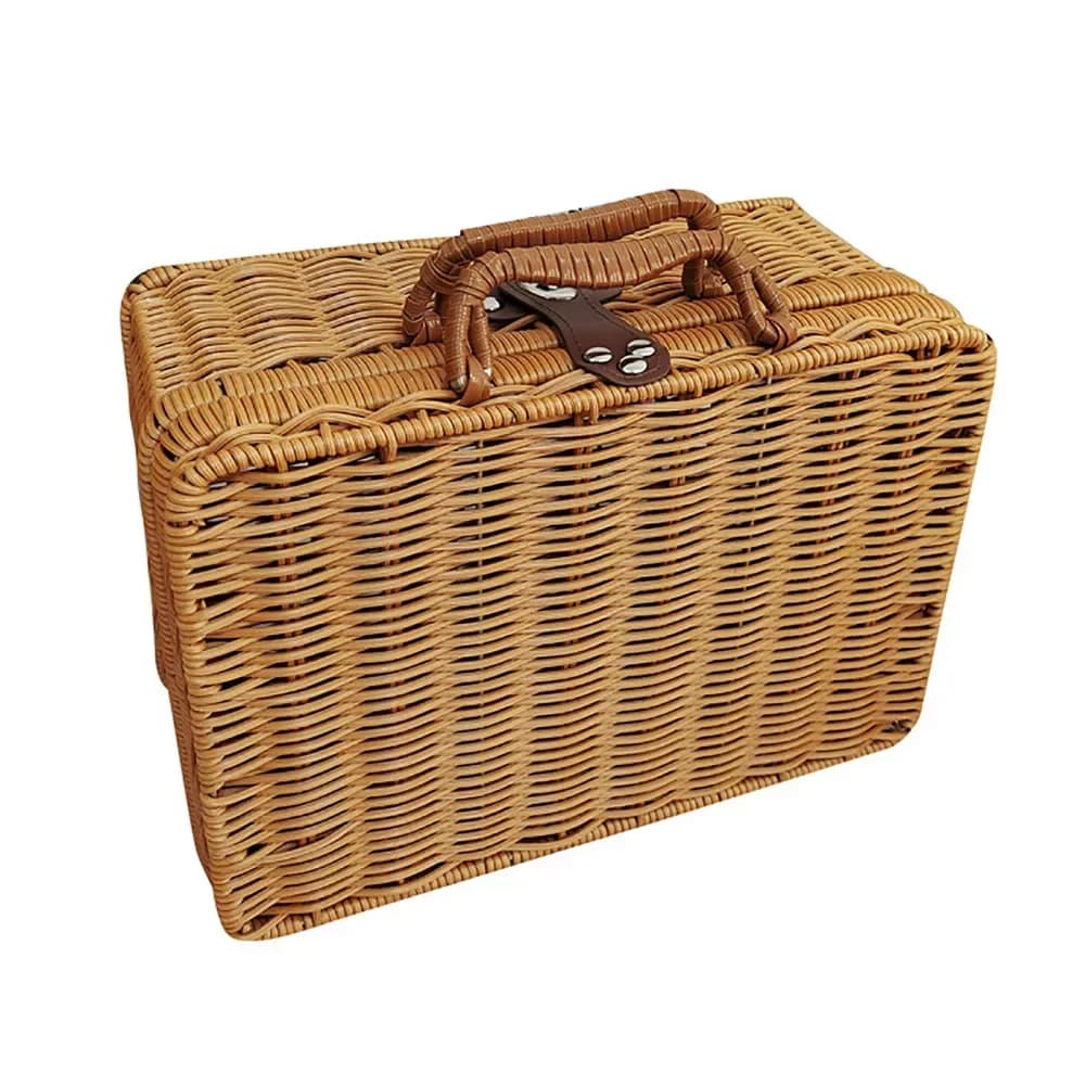 Valise de Rangement en Rotin, mir Tissé pour Pique-Nique, ixà l'Extérieur, Voyage, Salon, Vêtements, Jouet, Jonc de Mer en Bois, WUNICEF