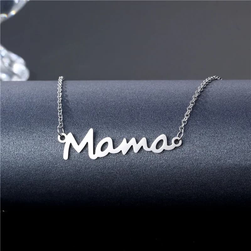 Collier avec pendentif lettre pour la fête des mères, pour femmes, plaque signalétique, chaîne de clavicule, ras du cou, bijoux en acier inoxydable, cadeau minimal