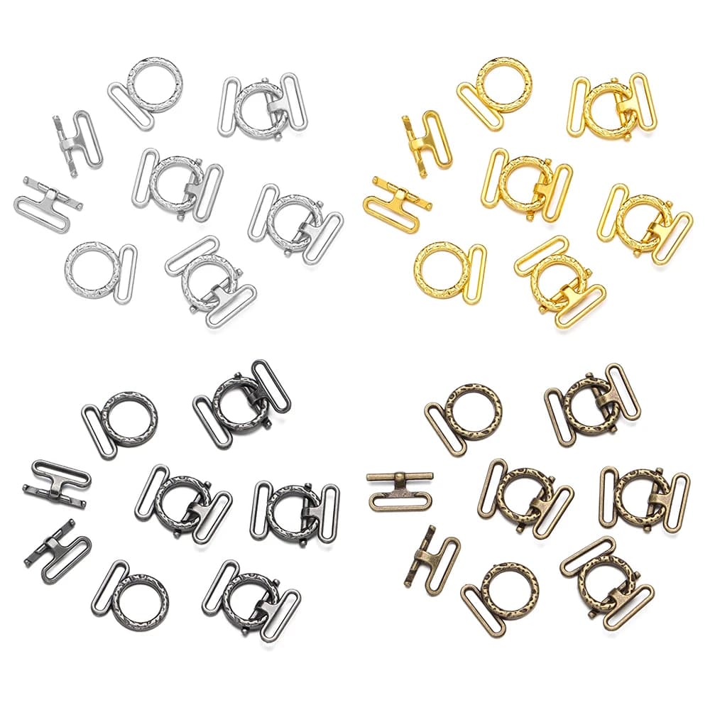 10 ensembles de boucles de ceinture en métal, Mini boutons de poupées, Clip de boucle de ceinture, petits boutons pour vêtements de poupée, sacs, couture, boucle Tri-glisse