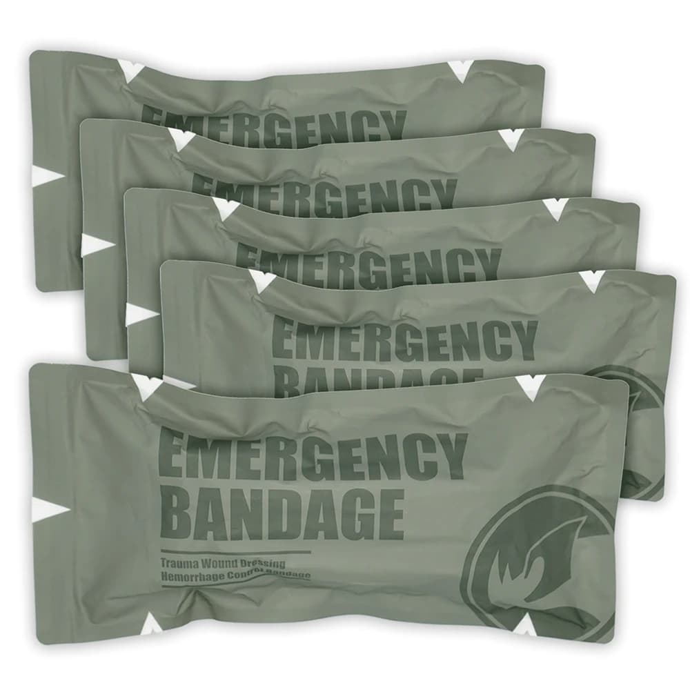 RHINO RESCUE Pansement de pression d'urgence 4" 6" pour plaies, kit IFAK, haute élasticité, emballé sous vide, essentiels pour la randonnée en extérieur