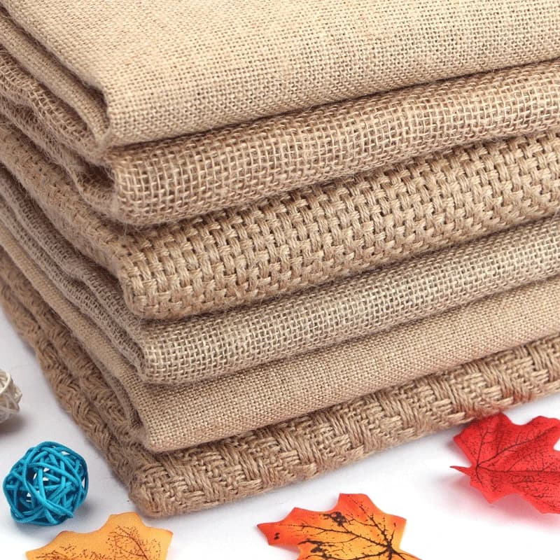 Tissu en Toile de Jute Naturelle pour Napperons, Sacs, Nappe, Décoration de Fond, Maille, Lin, Gril, 150x50cm