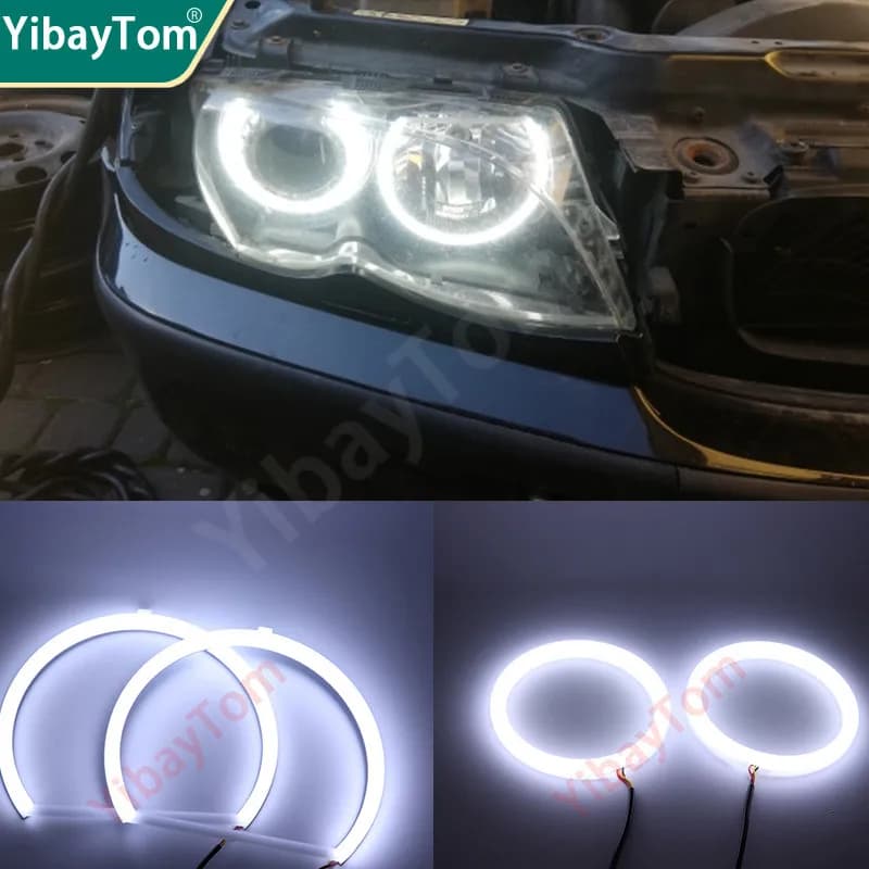 Anneau d'ampoule LED Angel Eyes, feux diurnes de voiture, antibrouillard DRL, style de lumière, lumières décoratives, coton, SMD, 1 paire