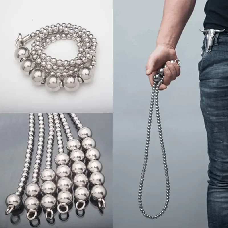 EDC-Fouet d'autodéfense extérieur en acier inoxydable, bracelet et collier, grande boule, sécurité personnelle, arme de voiture