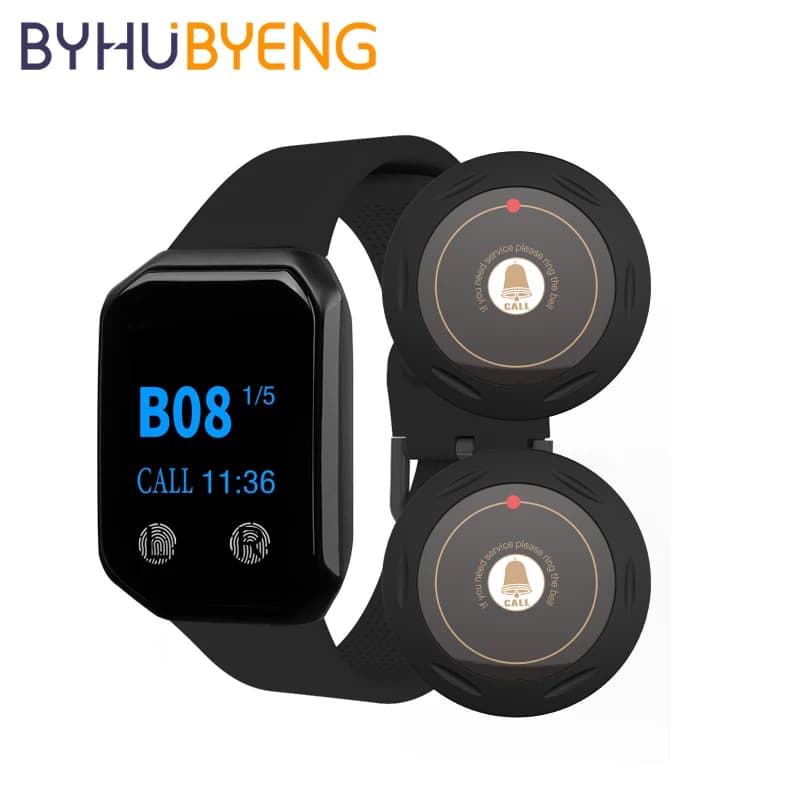 BYHUBYENG transmetteur de soins infirmiers Zumbador bouton d'alarme montre sans fil appel serveur rue cloche d'urgence Camarero équipement hospitalier