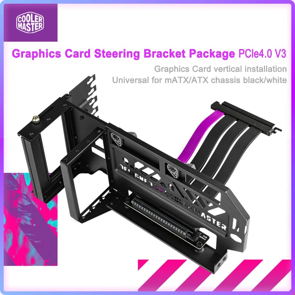 Cooler Master – support de direction pour carte graphique PCI-E 3.0/PCI-E 4.0x16, support Vertical universel pour GPU, câble d'extension 300MM