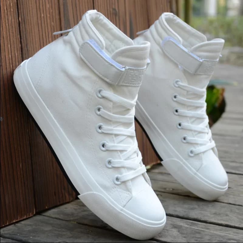 Hommes chaussures haut blanc toile chaussure 2024 été nouveaux hommes baskets mode respirant toile baskets antidérapant plat chaussures décontractées
