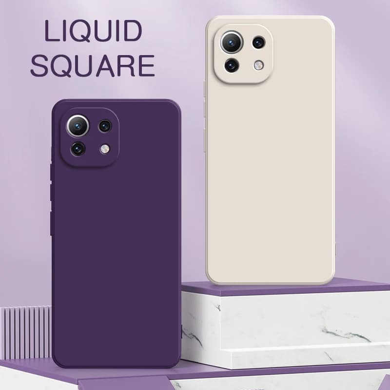 Coque carrée originale en Silicone liquide pour Xiaomi Mi 11 11T 11X Pro Ultra Lite NE 5G, Protection arrière Mi11 T 11Lite 11i Funda