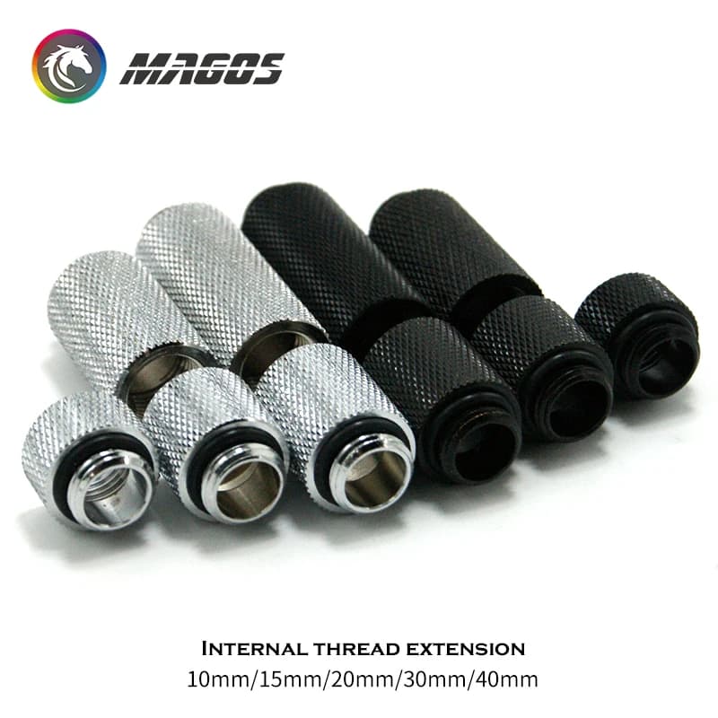 Raccord d'extension pour tuyau dur, 10mm 15mm 20mm 30mm 40mm M-F G1/4, dégradnoir/argenté pour le refroidissement par eau de l'ordinateur