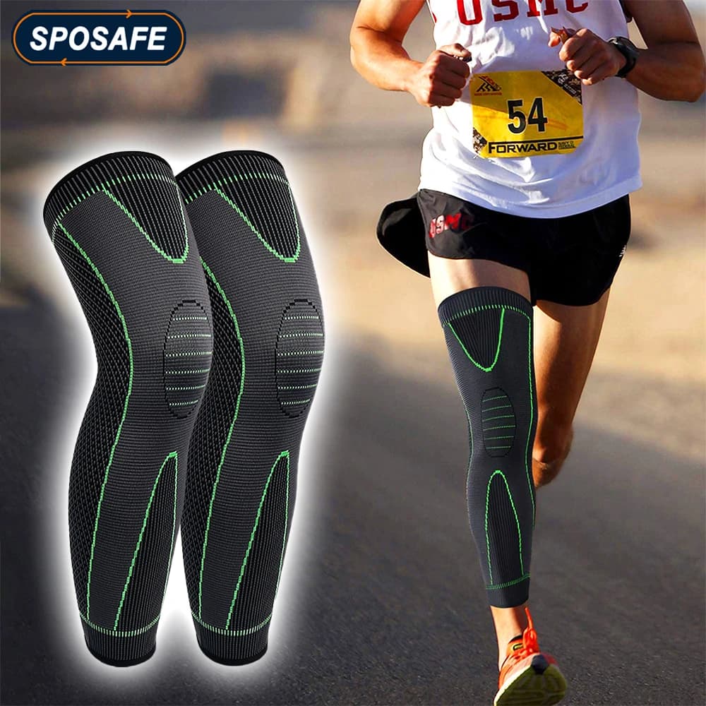 Manchons de Compression de jambe complète, 1 paire, genouillères, protection de soutien pour l'haltérophilie, l'arthrite, soulagement des douleurs articulaires, déchirure musculaire