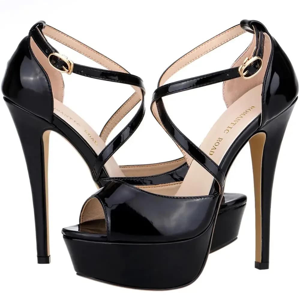 Sandales pour femmes 2026, plateforme de 14 cm, talons hauts sexy, sandales à bride cheville, bout ouvert, talons aiguilles, chaussures de soirée, chaussures de mariage, grande taille 44