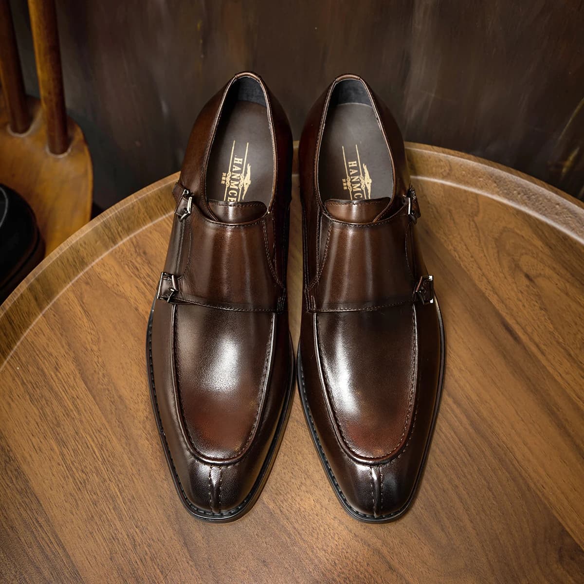Hanmce-Chaussures provoqué de moine en cuir véritable pour hommes, chaussures d'été de luxe, 2024