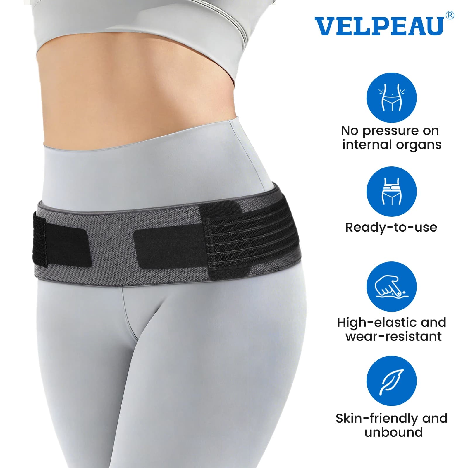 Ceinture sacro-iliaque VELPEAU pour la sciatique, l'instabilité articulaire et les douleurs lombaires, ceinture de soutien pelvien pour femmes et hommes