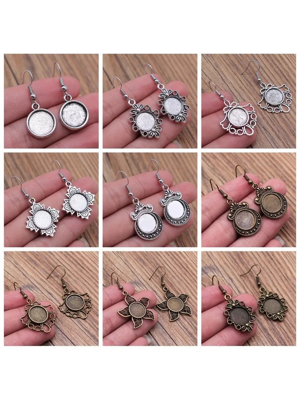 Base de Boucle d'Oreille Cabochon, Ronde, Vierge, pour Bricolage, Résultats de Bijoux, 12mm