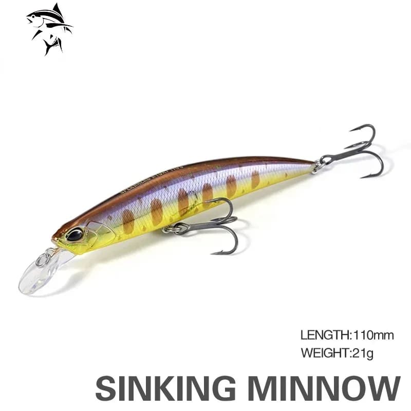 Leurre méné rigide coulant en plastique RYUKI 2021, appât artificiel idéal pour la pêche au bar ou au brochet, Wobbler, 110mm, 21g, 110