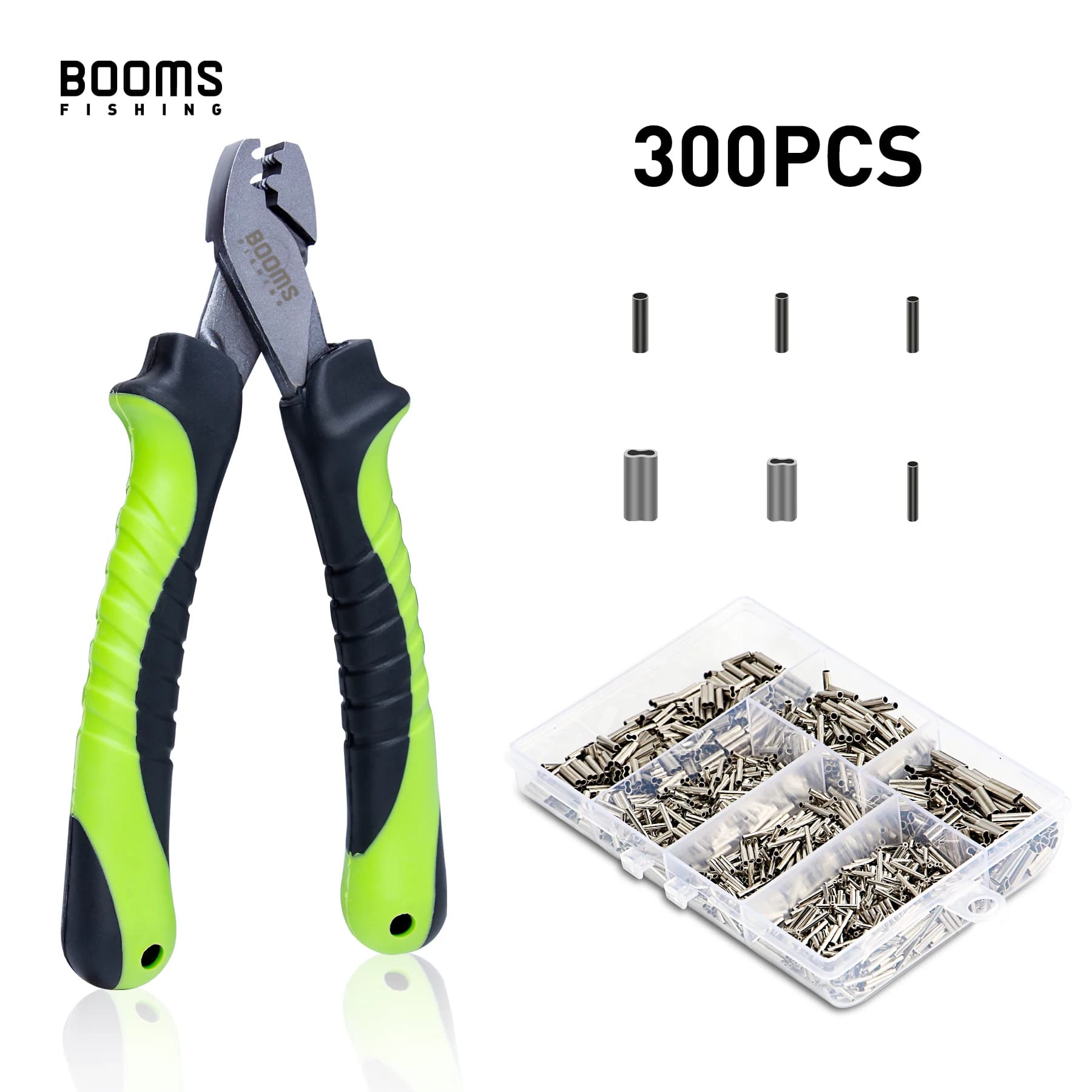 Booms Fishing-Pince à sertir de pêche, outils de manchons de sertissage de baril, simple et double, taille 6, CP2, 300 pièces par ensemble