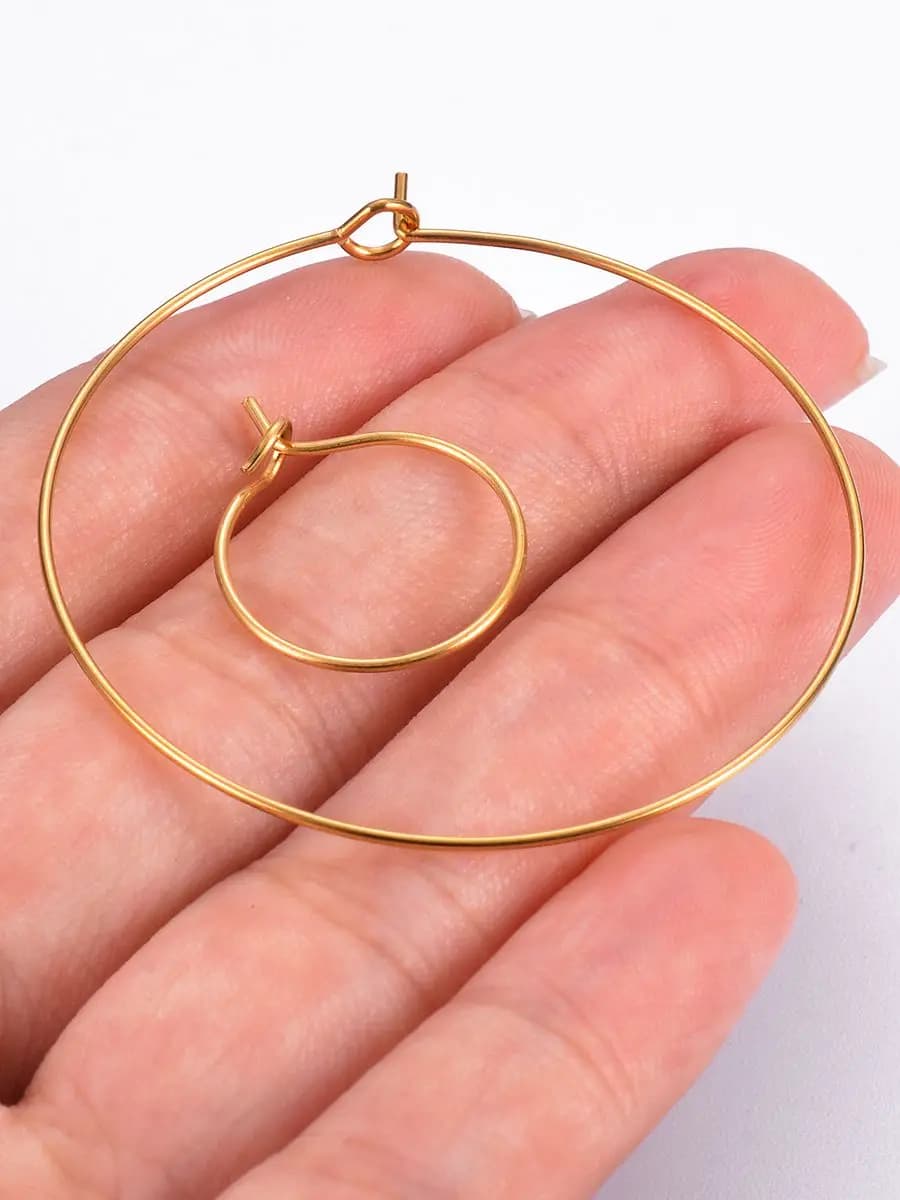 20 pièces en acier inoxydable hypoallergénique or 15mm-40mm cercle rond fil boucle d'oreille cerceaux résultats pour bricolage boucle d'oreille fabrication de bijoux
