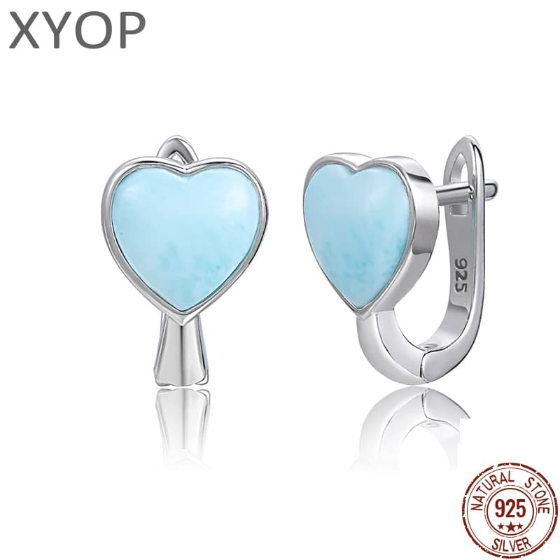 Boucles d'oreilles en argent regardé 2021 pour femme, charme d'amour géométrique, bijoux classiques, larimar, fierté naturelle, mode simple, cadeau, 925